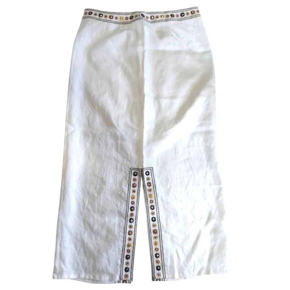 NWT Linen Embroidered Beachy Maxi Skirt by Richard Malcolm